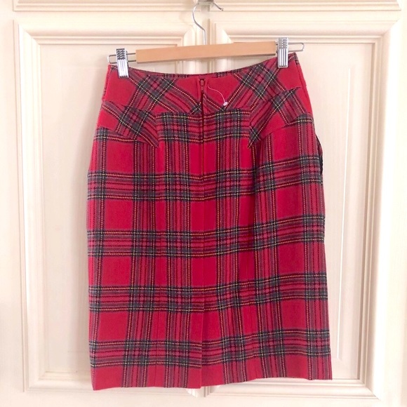 Plaid wool pencil skirt - Size 6 - Picture 2 of 3